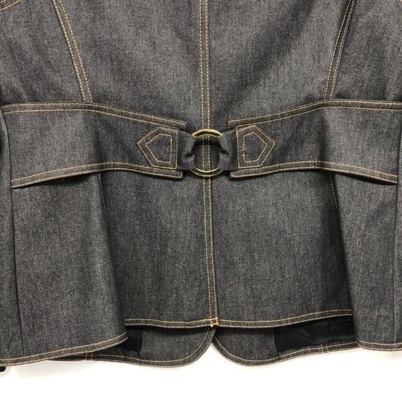 Women's Dark Blue Stylish Denim Blazer - Picture 12 of 15